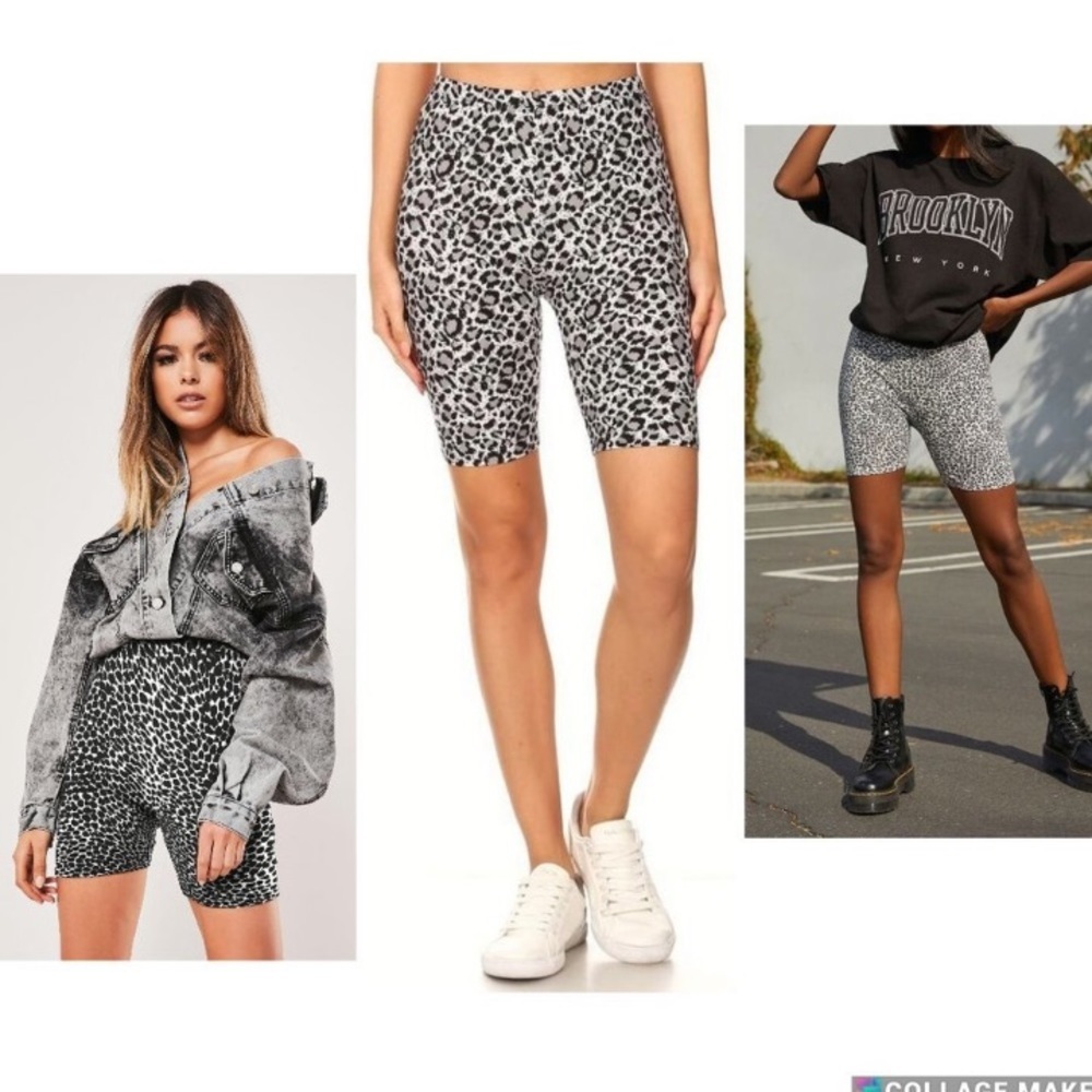 NWT Gray Leopard Print Biker Shorts